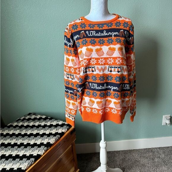 WHATABURGER Ugly Christmas Sweater Size L - Picture 5 of 12